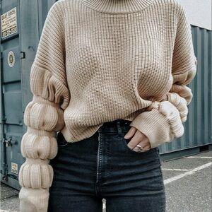 Elegant Cream Cowl Neck Sweater